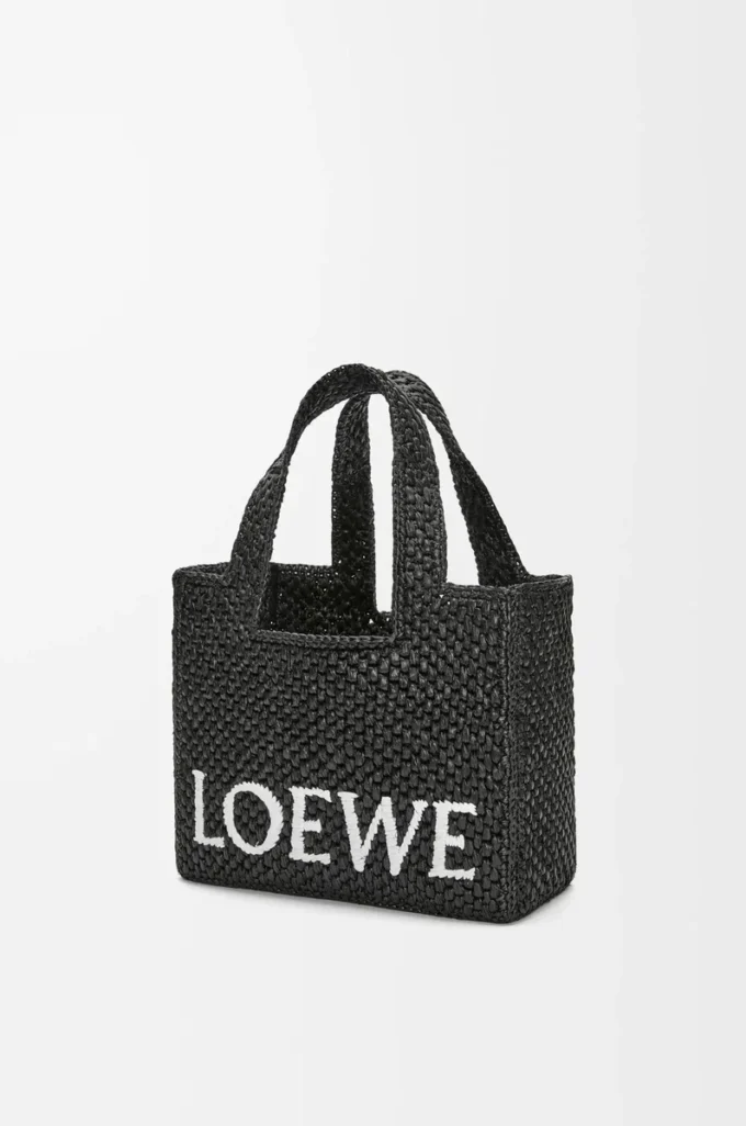 Borsa tote LOEWE Font piccola in rafia Nero Borsa tote LOEWE Font piccola in rafia Nero
