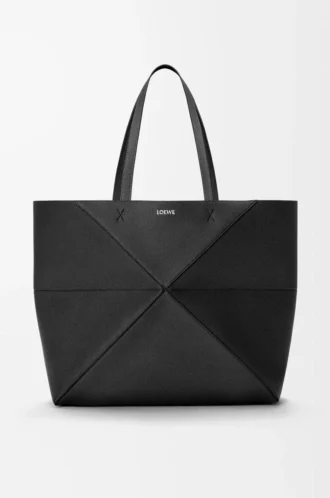 Borsa tote Puzzle Fold grande orizzontale in morbida pelle di vitello martellata Nero Borsa tote Puzzle Fold grande orizzontale in morbida pelle di vitello martellata Nero