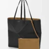 Borsa tote Puzzle Fold grande orizzontale in morbida pelle di vitello martellata Nero Borsa tote Puzzle Fold grande orizzontale in morbida pelle di vitello martellata Nero
