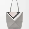 Borsa tote Puzzle Fold media in pelle di vitello nappa Grigio/Light Ghost Borsa tote Puzzle Fold media in pelle di vitello nappa Grigio/Light Ghost