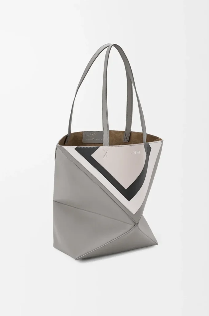 Borsa tote Puzzle Fold media in pelle di vitello nappa Grigio/Light Ghost Borsa tote Puzzle Fold media in pelle di vitello nappa Grigio/Light Ghost
