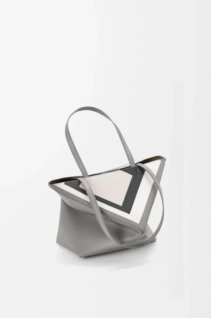 Borsa tote Puzzle Fold media in pelle di vitello nappa Grigio/Light Ghost Borsa tote Puzzle Fold media in pelle di vitello nappa Grigio/Light Ghost
