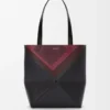 Borsa tote Puzzle Fold media in pelle di vitello nappa Nero/Borgogna Borsa tote Puzzle Fold media in pelle di vitello nappa Nero/Borgogna