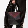 Borsa tote Puzzle Fold media in pelle di vitello nappa Nero/Borgogna Borsa tote Puzzle Fold media in pelle di vitello nappa Nero/Borgogna