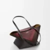 Borsa tote Puzzle Fold media in pelle di vitello nappa Nero/Borgogna Borsa tote Puzzle Fold media in pelle di vitello nappa Nero/Borgogna