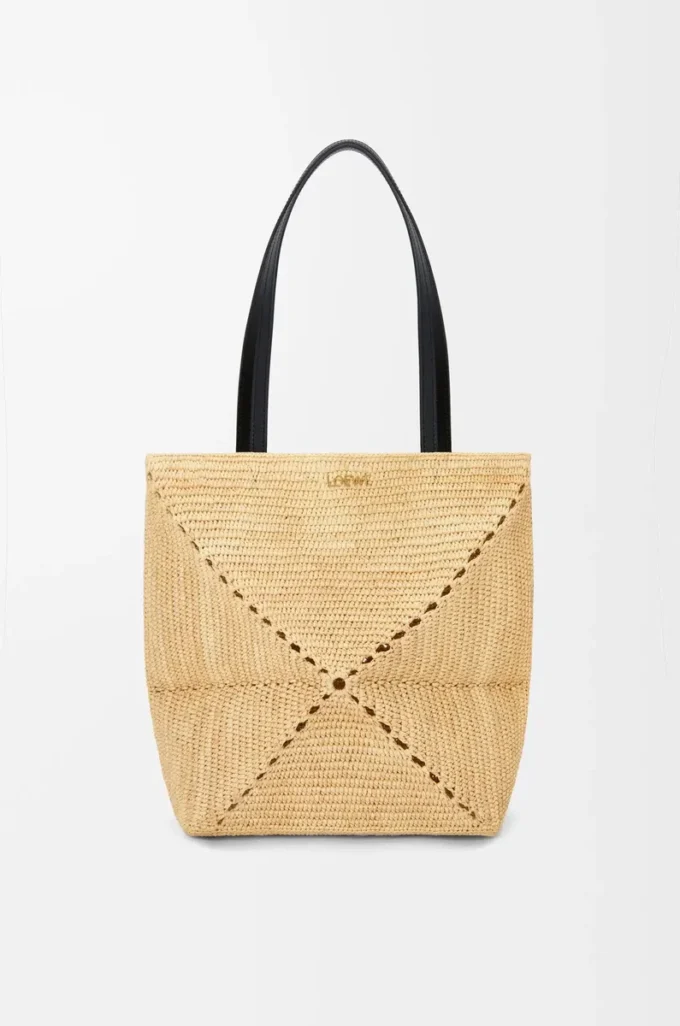Borsa tote Puzzle Fold media in rafia Natural Borsa tote Puzzle Fold media in rafia Natural