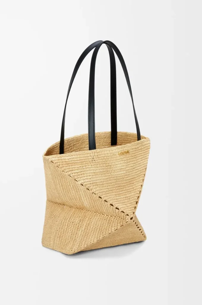 Borsa tote Puzzle Fold media in rafia Natural Borsa tote Puzzle Fold media in rafia Natural