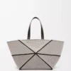 Borsa tote Puzzle Fold XXL in tela jacquard e pelle di vitello Natural/Black Borsa tote Puzzle Fold XXL in tela jacquard e pelle di vitello Natural/Black