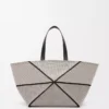 Borsa tote Puzzle Fold XXL in tela jacquard e pelle di vitello Natural/Black Borsa tote Puzzle Fold XXL in tela jacquard e pelle di vitello Natural/Black