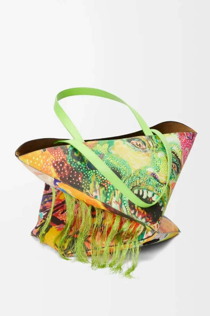 Borsa tote XL Puzzle Fold in classica pelle di vitello verde vivido/multicolore Borsa tote XL Puzzle Fold in classica pelle di vitello verde vivido/multicolore