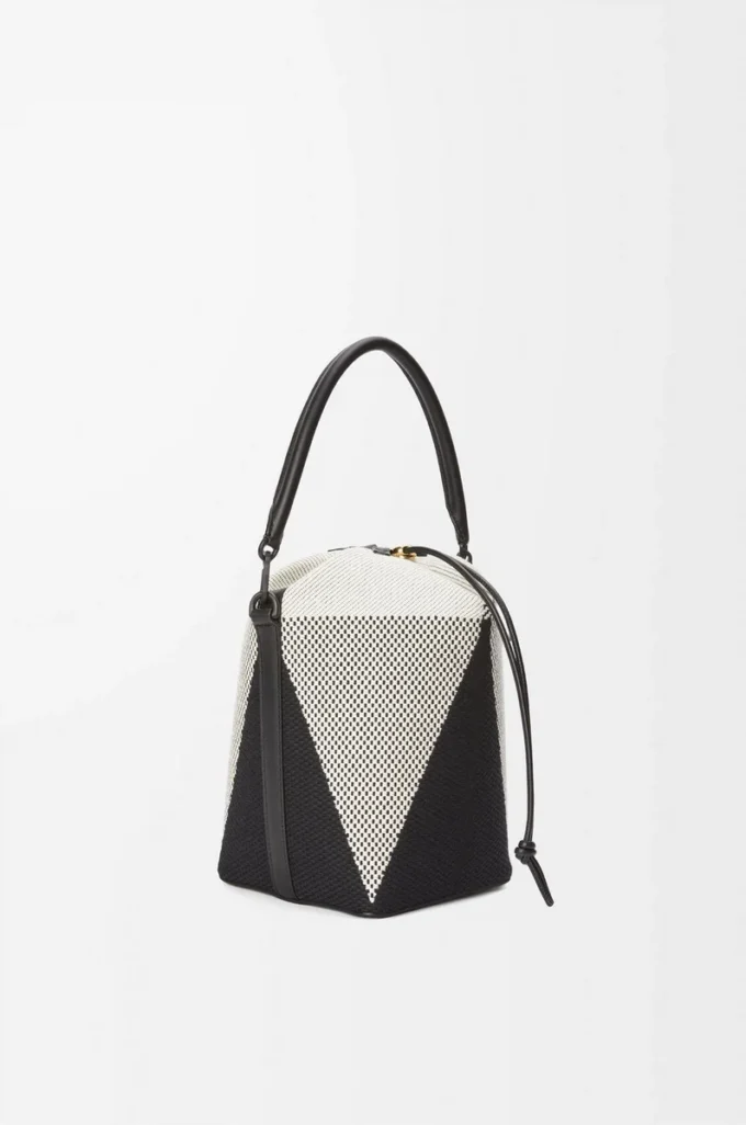 Borsa Treasure Bako in tela jacquard e pelle di vitello Naturale/Nero Borsa Treasure Bako in tela jacquard e pelle di vitello Naturale/Nero
