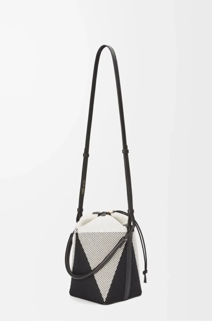 Borsa Treasure Bako in tela jacquard e pelle di vitello Naturale/Nero Borsa Treasure Bako in tela jacquard e pelle di vitello Naturale/Nero