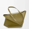 Borsa XL Puzzle Fold in pelle di vitello lucida color oliva Borsa XL Puzzle Fold in pelle di vitello lucida color oliva
