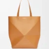 Borsa XL Puzzle Fold in pelle di vitello lucida Warm Desert