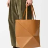 Borsa XL Puzzle Fold in pelle di vitello lucida Warm Desert