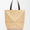 Borsa XL Puzzle Fold in rafia Natural/Black