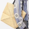 Borsa XL Puzzle Fold in rafia Natural/Black