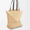 Borsa XL Puzzle Fold in rafia Natural/Black