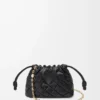 Borsellino Mini Flamenco in pelle di vitello nappa pizzicata Black Borsellino Mini Flamenco in pelle di vitello nappa pizzicata Black