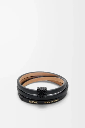 Bracciale Anagram Bombé in pelle di vitello Nero