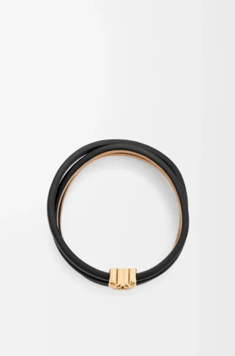 Bracciale Anagram Bombé in pelle di vitello Nero