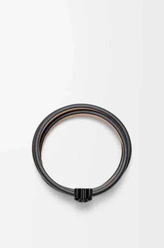 Bracciale Anagram Bombé in pelle di vitello Nero