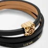 Bracciale Anagram Bombé in pelle di vitello Nero