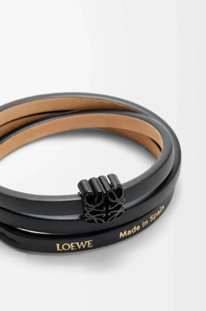 Bracciale Anagram Bombé in pelle di vitello Nero Bracciale Anagram Bombé in pelle di vitello Nero