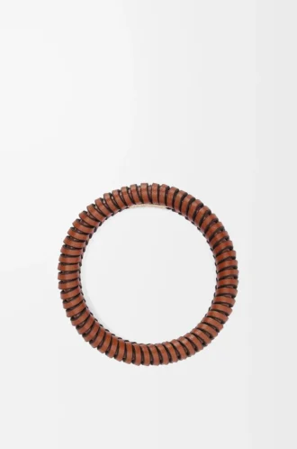 Bracciale Interlock in pelle di vitello classica Tan