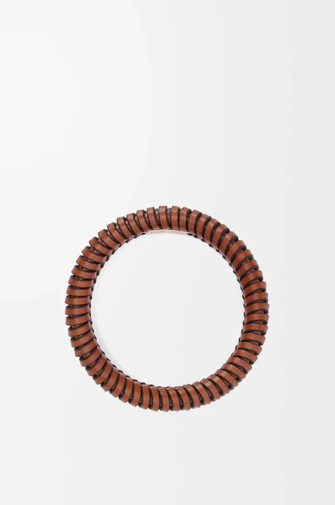 Bracciale Interlock in pelle di vitello classica Tan Bracciale Interlock in pelle di vitello classica Tan