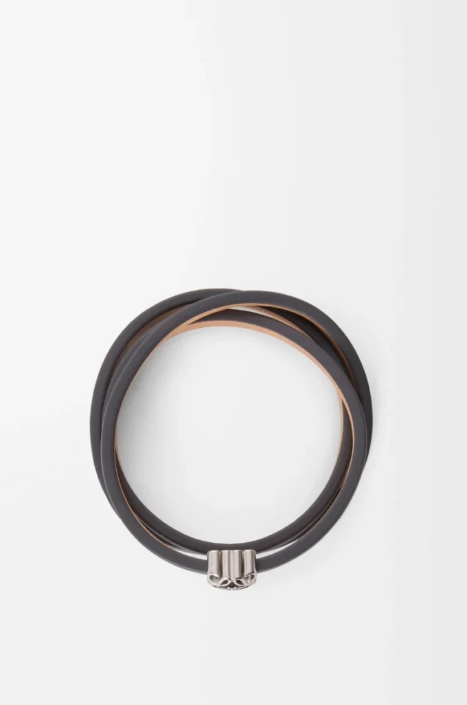 Bracciale intrecciato Anagram Bombé in pelle di vitello color ardesia Bracciale intrecciato Anagram Bombé in pelle di vitello color ardesia
