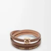 Bracciale intrecciato Anagram Bombé in pelle di vitello color cacao Bracciale intrecciato Anagram Bombé in pelle di vitello color cacao