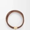 Bracciale intrecciato Anagram Bombé in pelle di vitello color cacao Bracciale intrecciato Anagram Bombé in pelle di vitello color cacao