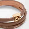 Bracciale intrecciato Anagram Bombé in pelle di vitello color cacao Bracciale intrecciato Anagram Bombé in pelle di vitello color cacao