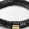 Bracciale intrecciato in ottone e pelle di vitello classica Nero