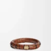 Bracciale intrecciato in ottone e pelle di vitello classica Tan
