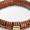 Bracciale intrecciato in ottone e pelle di vitello classica Tan