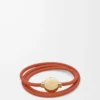Bracciale Pebble in pelle di vitello arancione/oro