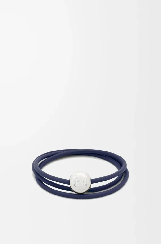 Bracciale Pebble in pelle di vitello blu abisso Bracciale Pebble in pelle di vitello blu abisso