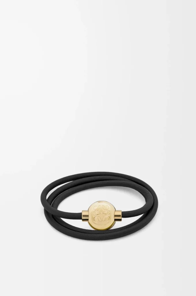 Bracciale Pebble in pelle di vitello Nero/Oro Bracciale Pebble in pelle di vitello Nero/Oro