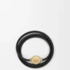 Bracciale Pebble in pelle di vitello Nero/Oro Bracciale Pebble in pelle di vitello Nero/Oro