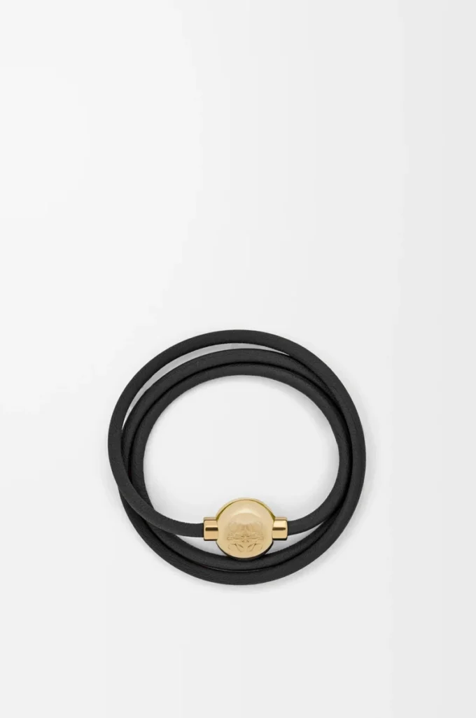 Bracciale Pebble in pelle di vitello Nero/Oro Bracciale Pebble in pelle di vitello Nero/Oro