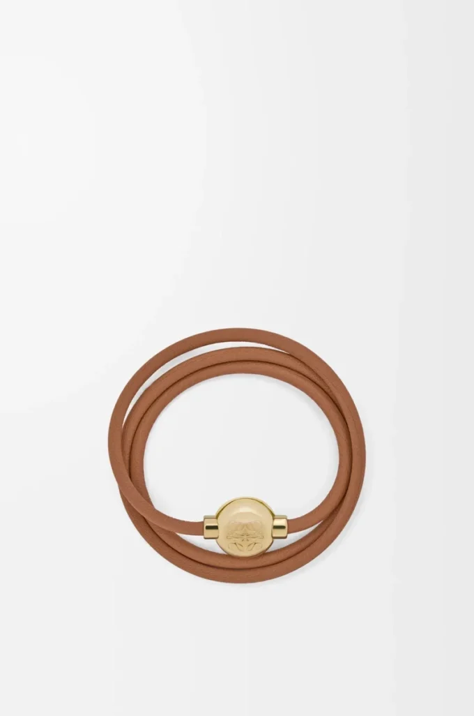 Bracciale Pebble in pelle di vitello Warm Desert/Gold