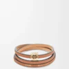 Bracciale rigido intrecciato in pelle di vitello Tan