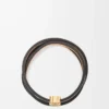 Bracciale rigido intrecciato in pelle di vitello Tan