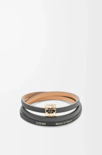 Bracciale rigido Twist in pelle di vitello nero