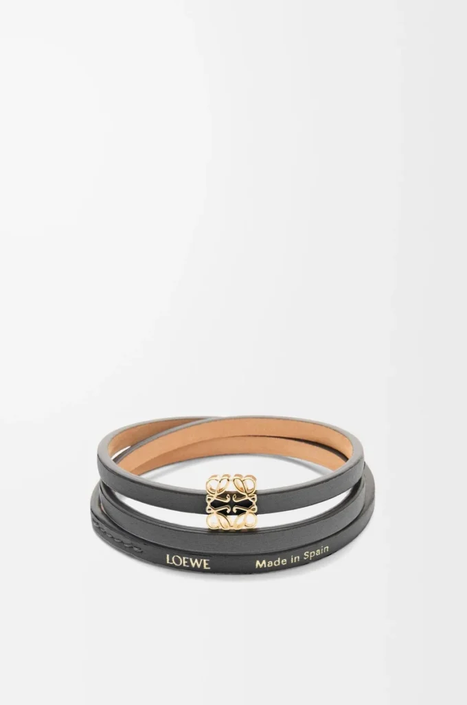 Bracciale rigido Twist in pelle di vitello nero