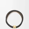 Bracciale rigido Twist in pelle di vitello nero