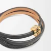 Bracciale rigido Twist in pelle di vitello nero