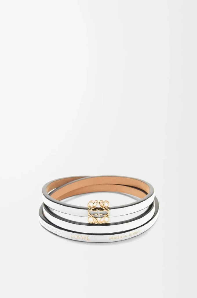 Bracciale rigido Twist in pelle di vitello Soft White